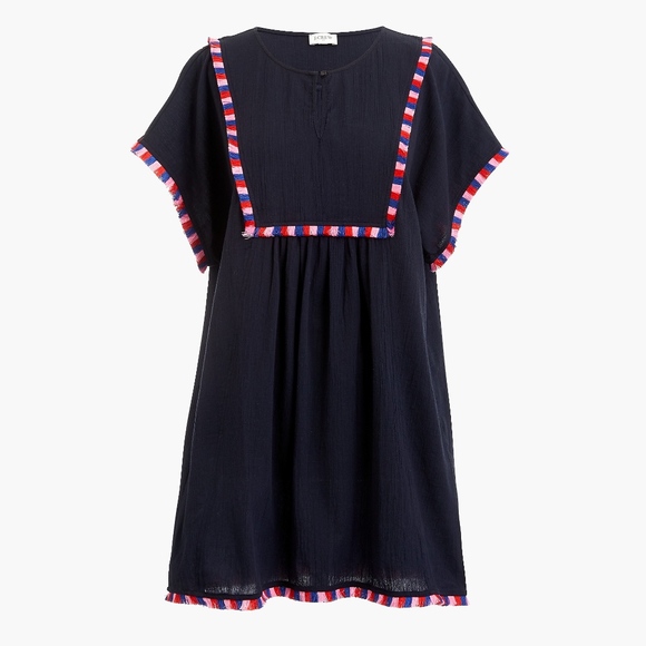 J. Crew Factory Tops - New JCREW Size XXL Navy Fringe Tunic Shirt